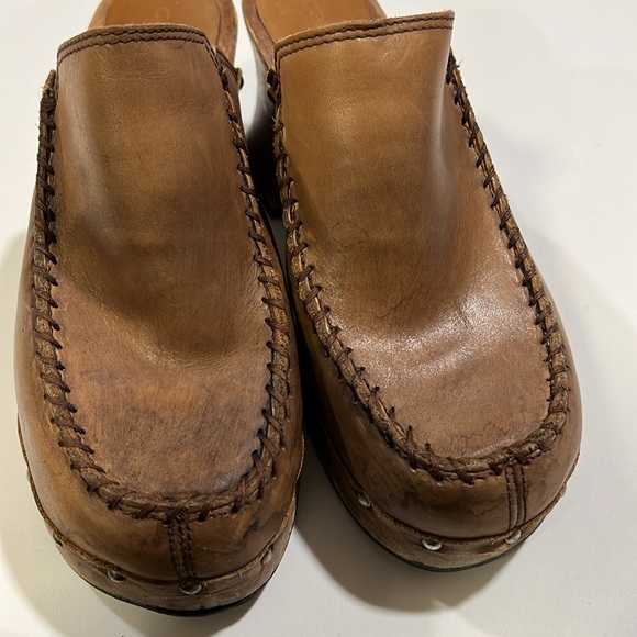 Candies - 9, block wooden heel, leather slip on clogs, 90s - Picture 10 of 12